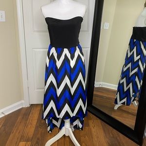 High Low Strapless Chevron Dress